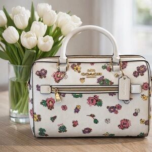 Coach White Satchel with Floral Design